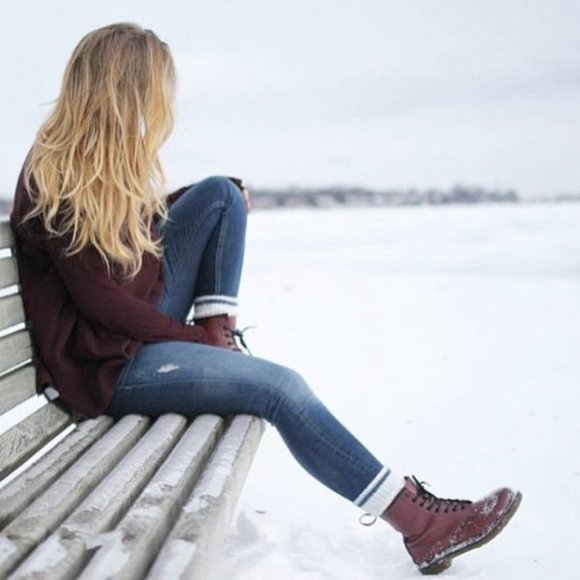 Dr. Martens Shoes - Dr. Martens Maroon Stratford Classic Boots